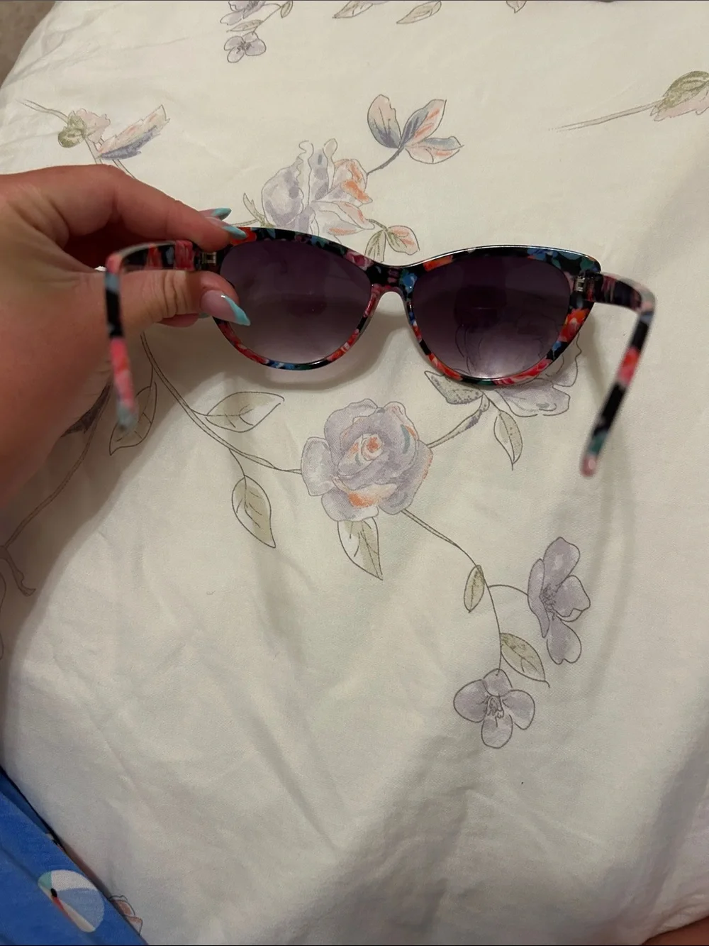 Cynthia Rowley Floral Cat-Eye Sunglasses in Pink, Purple & Green